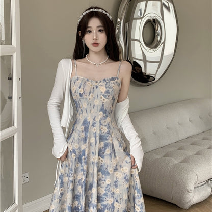 Vestito blu floreale