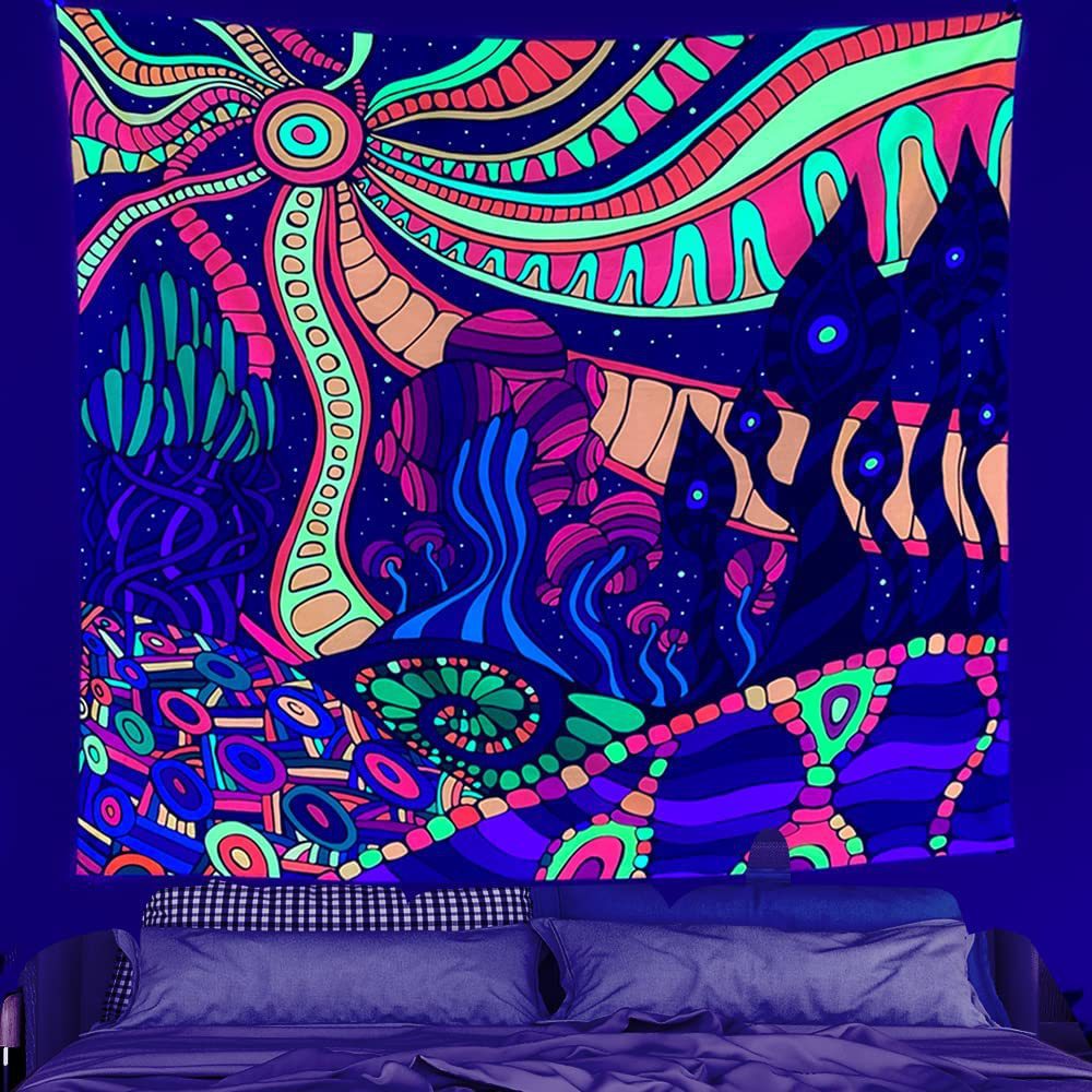 Arazzo teschio neon