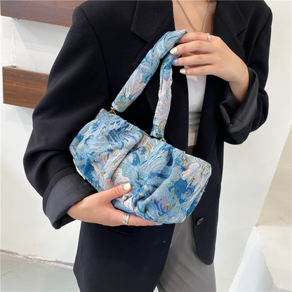 Borsa Spalla Fiori Blu