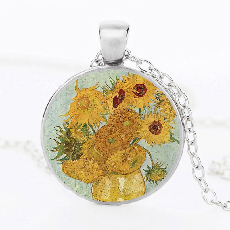 Collana pendente vetro dipinto