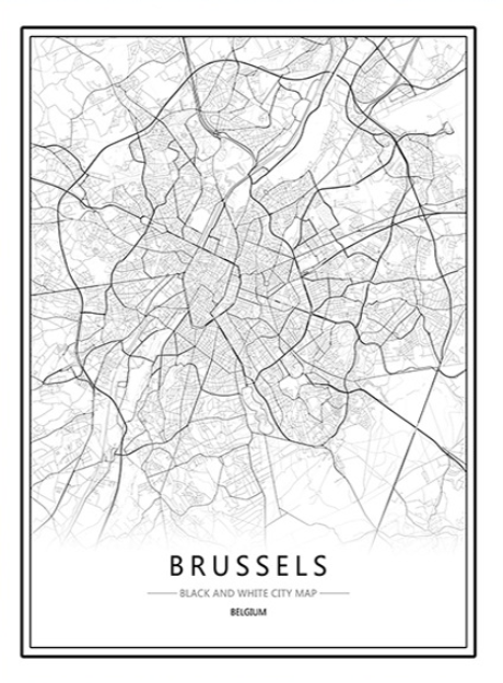 Quadro su tela Mappa urbana Bruxelles