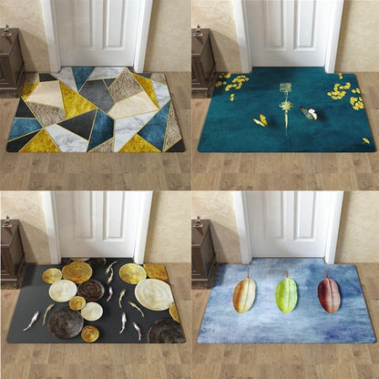 Tappeto patchwork triangoli blu giallo nero