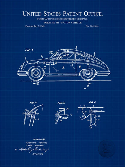Poster Brevetto Porsche 911 tecnico