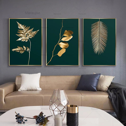 Quadro su tela Piante dorate