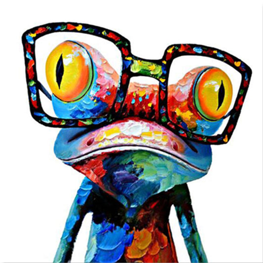 Quadro su tela Rana con occhiali colorati