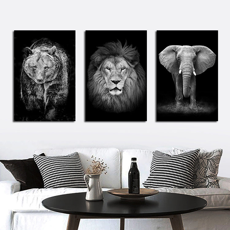 Poster tigre e leone bianco-nero