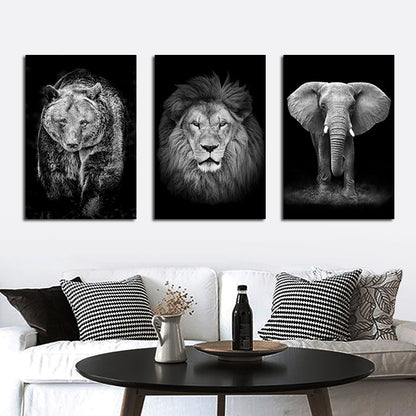 Poster tigre e leone bianco-nero