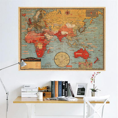 Poster mappa del mondo vintage