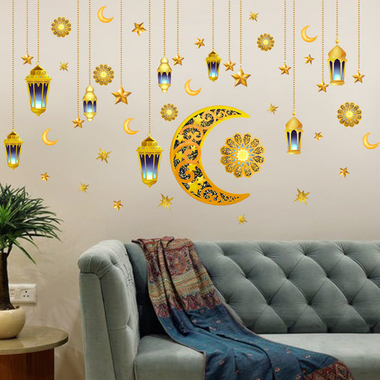 Adesivo murale Luna nuova con lanterna
