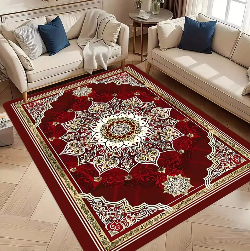 Tappeto mandala rosso e oro