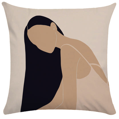 Copricuscino beige stampa motivi astratti