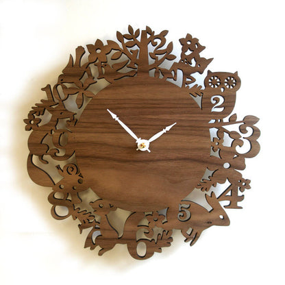 Orologio da parete Animali silhouette legno