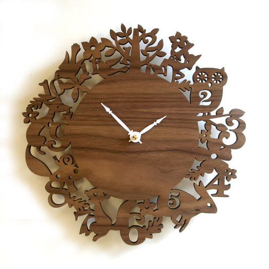 Orologio da parete Animali silhouette legno