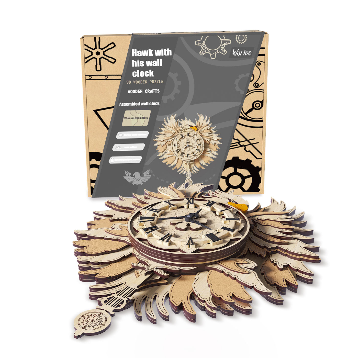 Orologio da parete Aquila legno