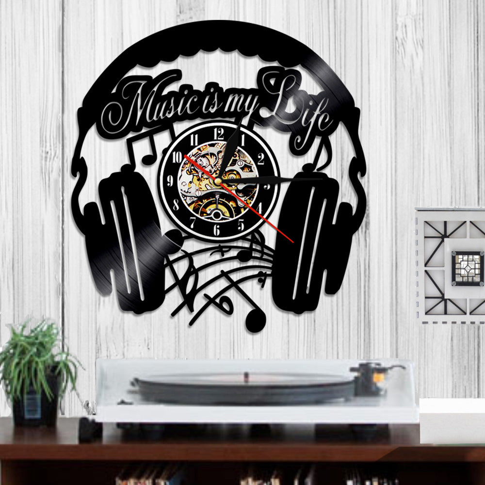 Orologio da parete Cuffie musica vintage