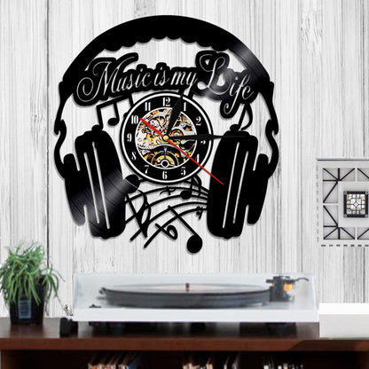 Orologio da parete Cuffie musica vintage