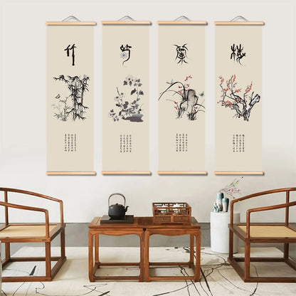 Pittura inchiostro fiori asiatici