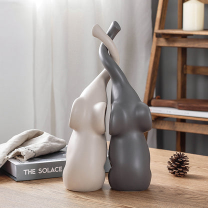Coppia di elefanti in ceramica