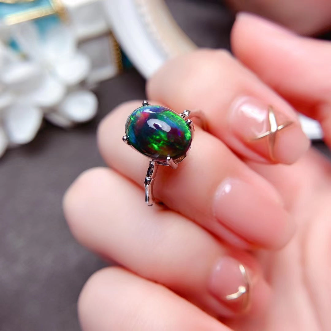 Anello Opale Nero Mosaico