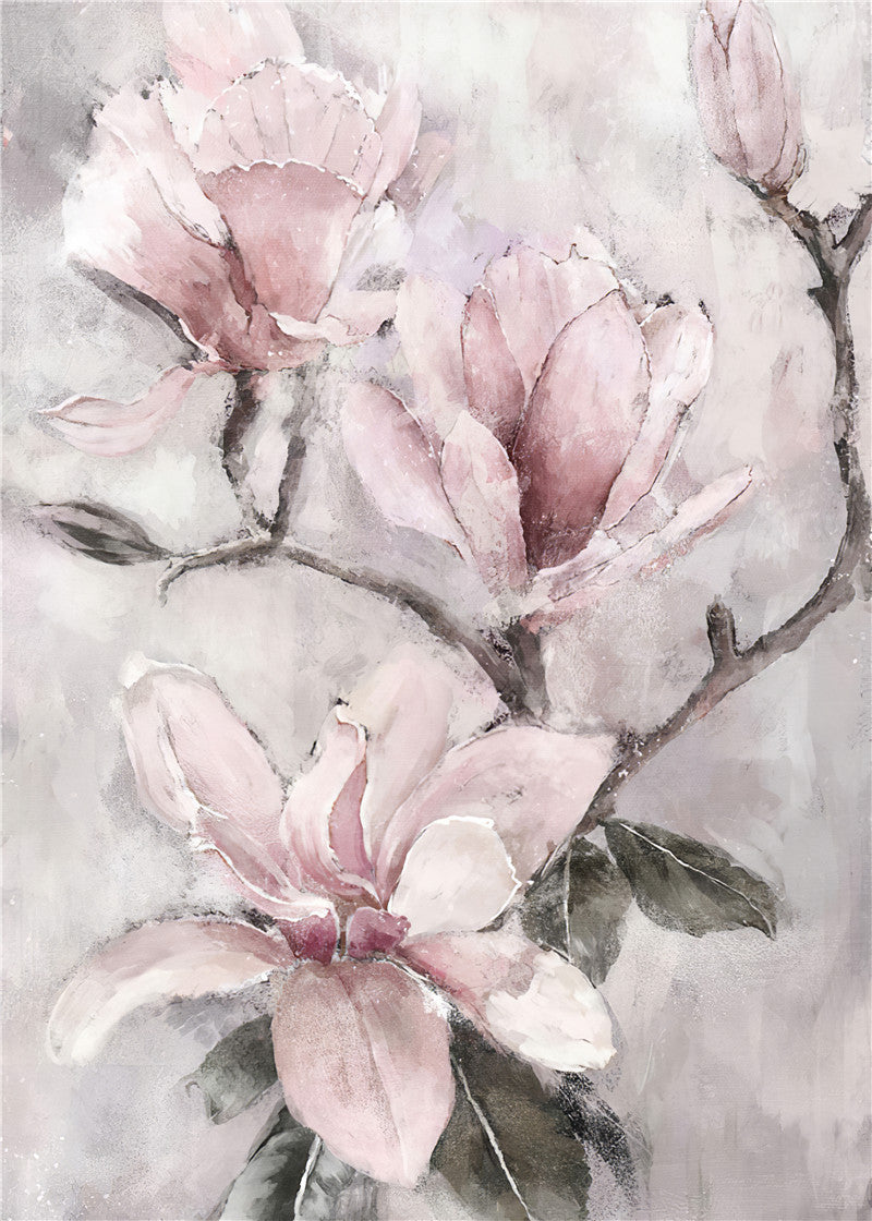 Quadro fiori rosa retrò