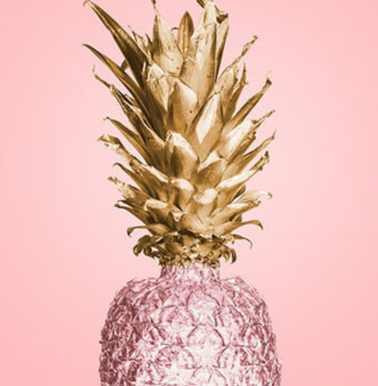 Poster Ananas dorato su sfondo rosa