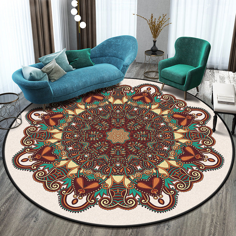 Tappeto rotondo mandala nero colori brillanti
