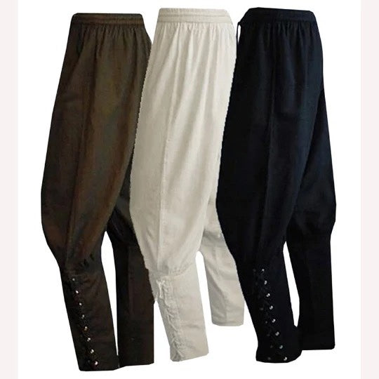 Pantaloni medievali in cotone e lino