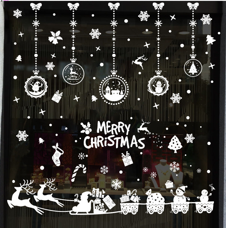 Adesivo murale Babbo Natale e renna nella vetrina