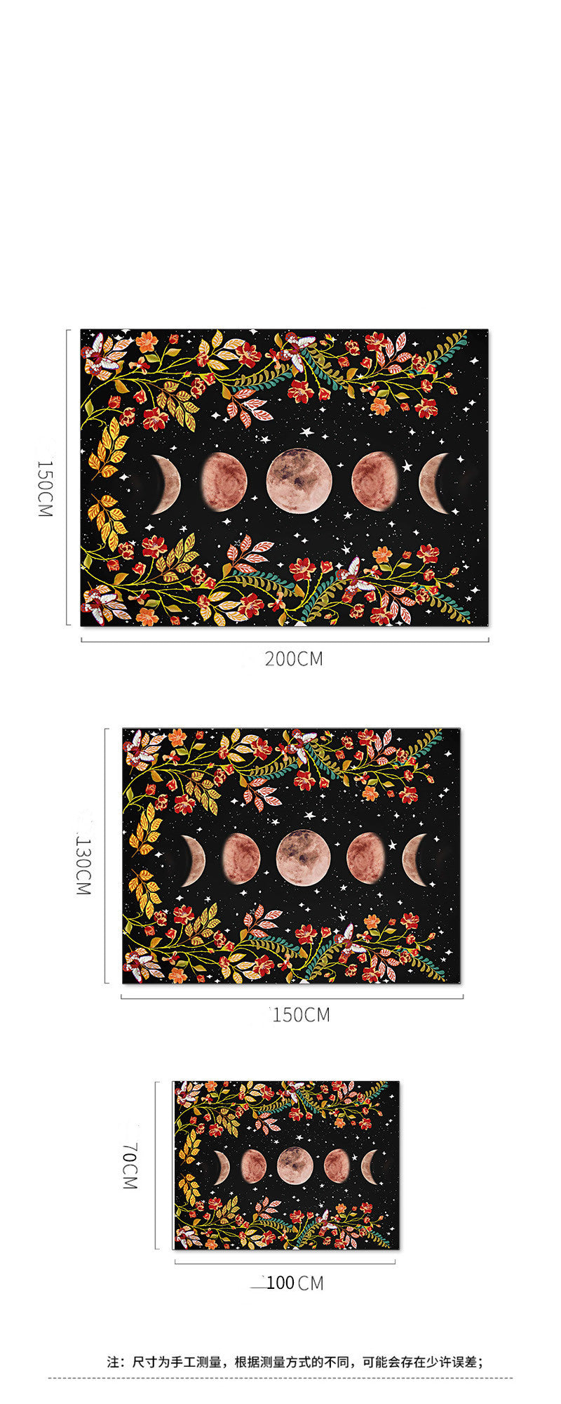 Arazzo fasi lunari e fiori