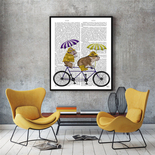 Quadro su tela Cane e bicicletta