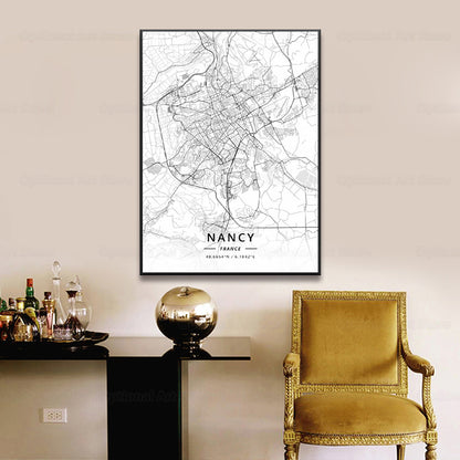Poster Mappa Città Francesi