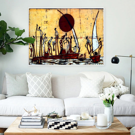 Quadro su tela Paesaggio africano con barca