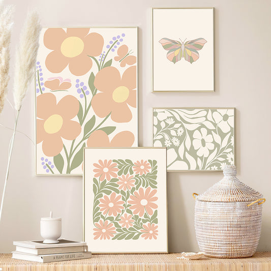 Quadro su tela Fiori di campo e farfalla
