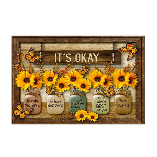 Quadro su tela Farfalle e girasoli