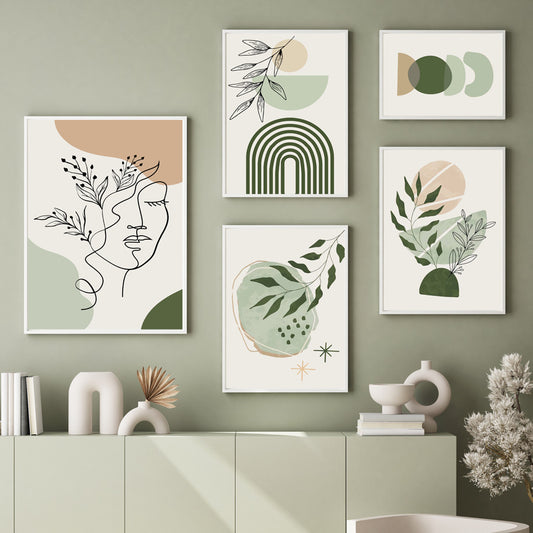 Quadro su tela Piante e linee geometriche