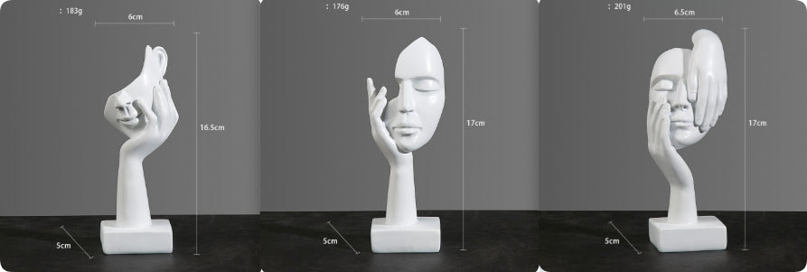Sculture volti dorate emozioni tre
