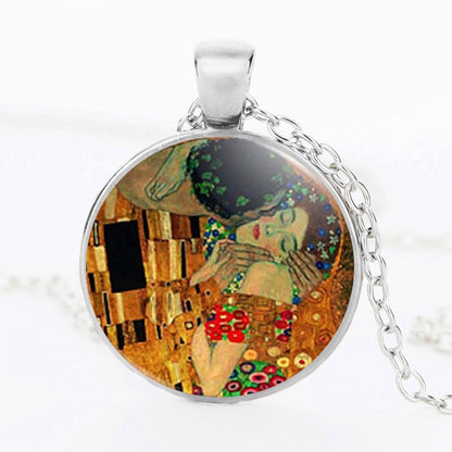 Collana pendente vetro dipinto
