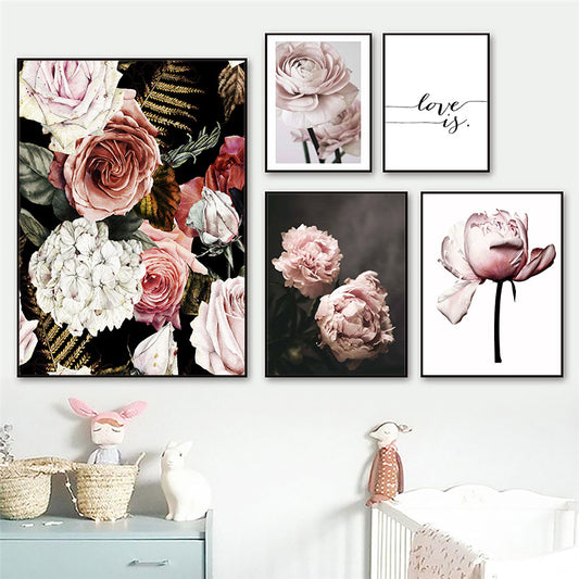Poster Fiori peonie rosa fotografico realistico