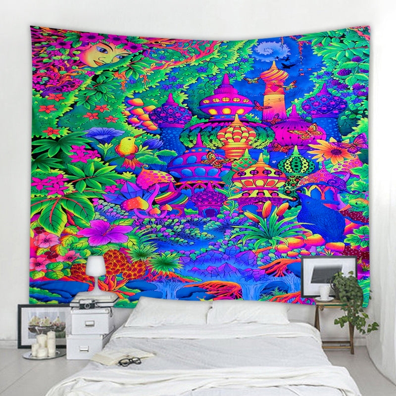 Arazzo Funghi visi pop art arcobaleno