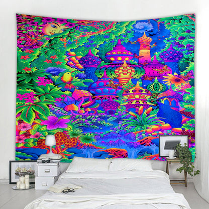 Arazzo Funghi visi pop art arcobaleno
