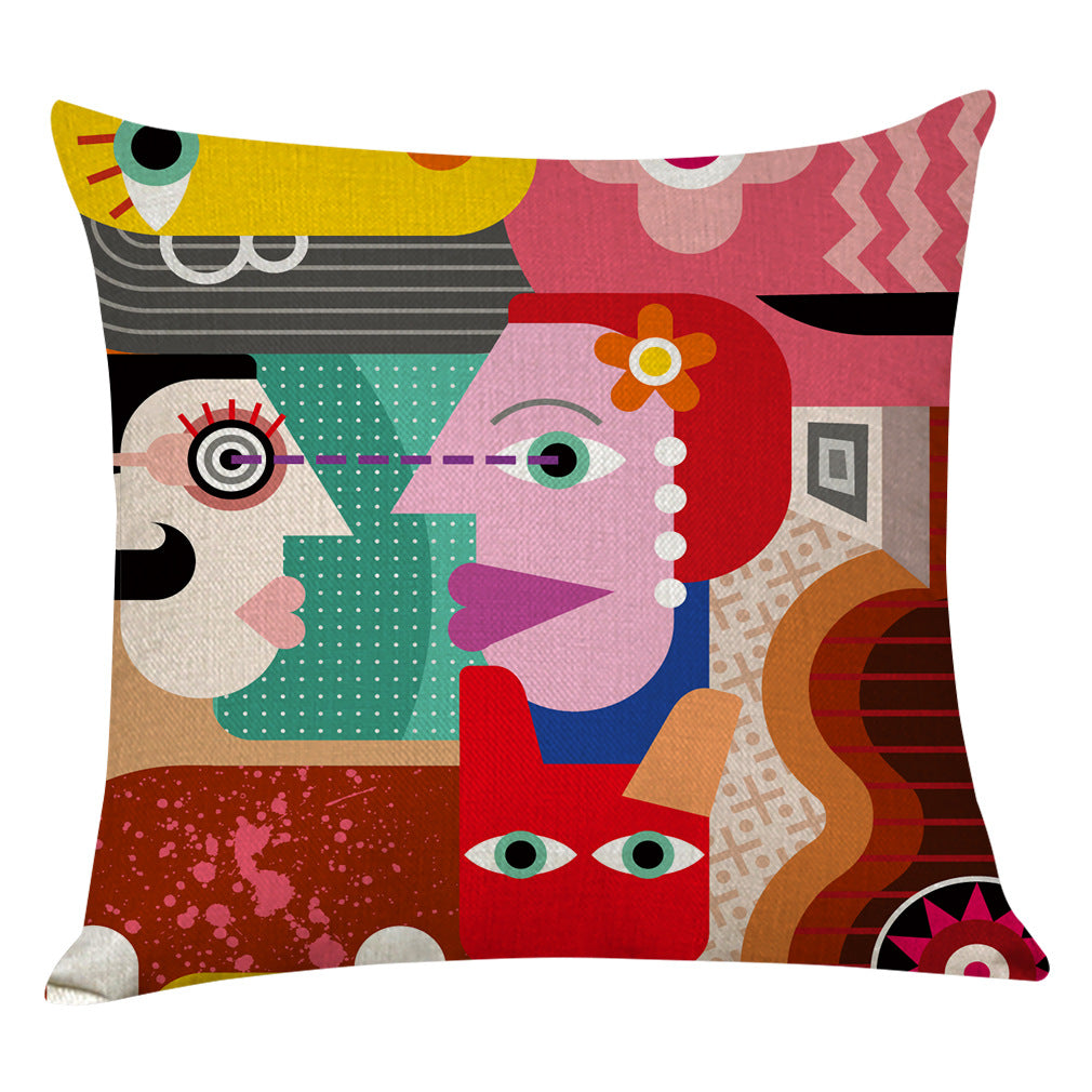 Federa cotone-lino astratta