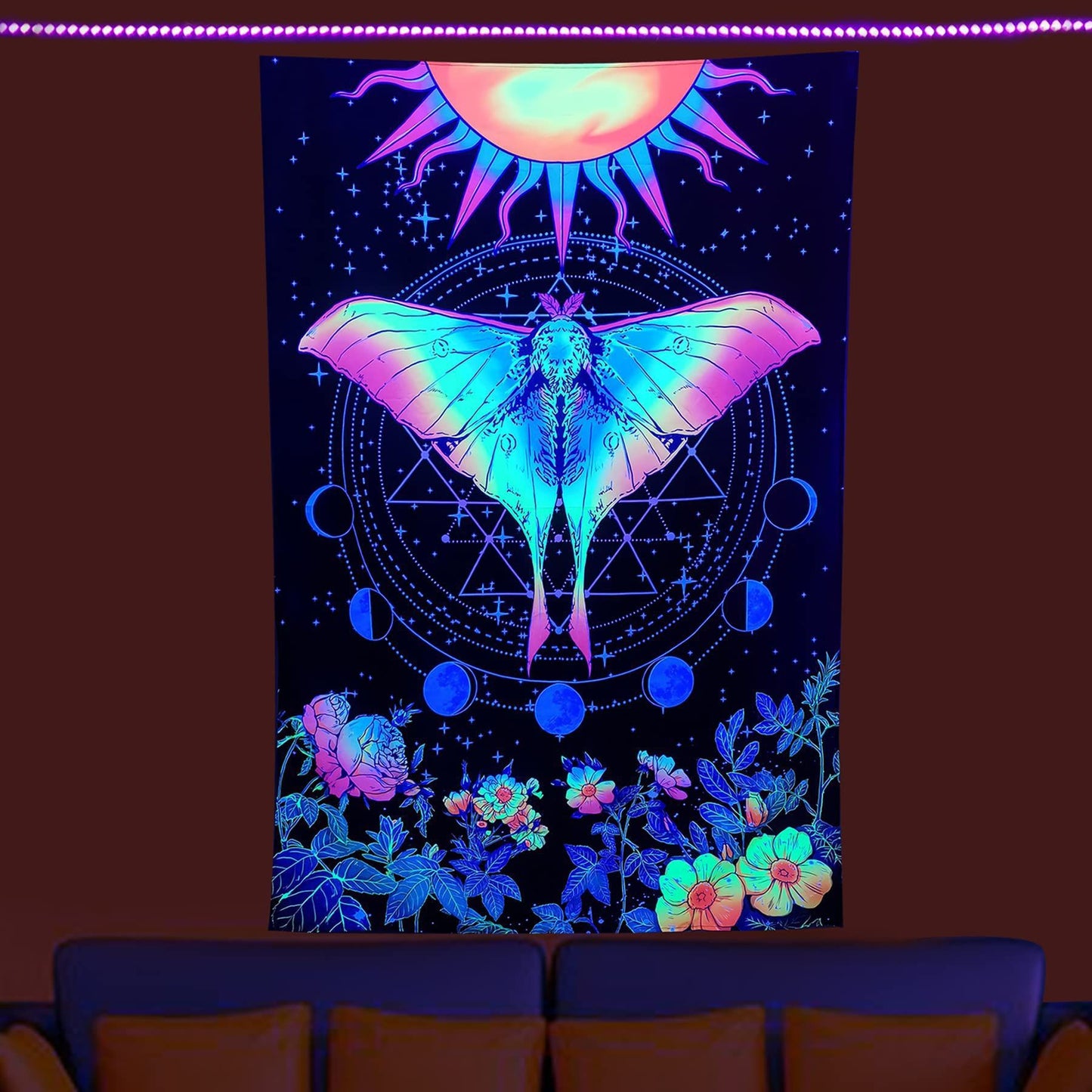 Arazzo teschio neon