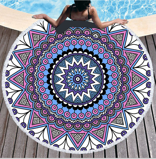 Telo mare mandala rotondo rosa blu