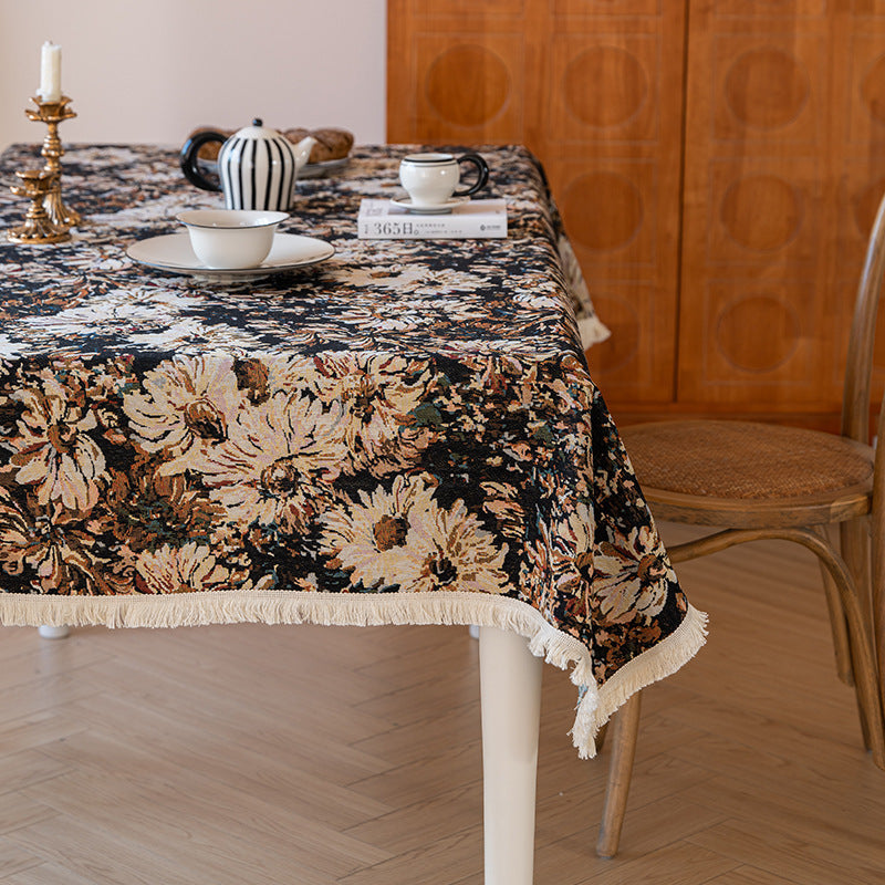 Tovaglia fiori cotone-lino