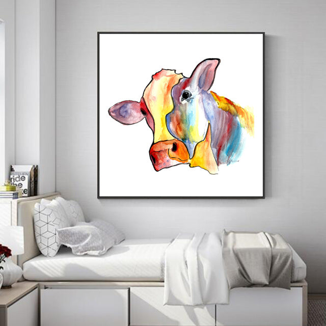 Quadro mucca acquerello