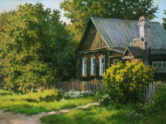 Quadro su tela Cottage fra gli alberi