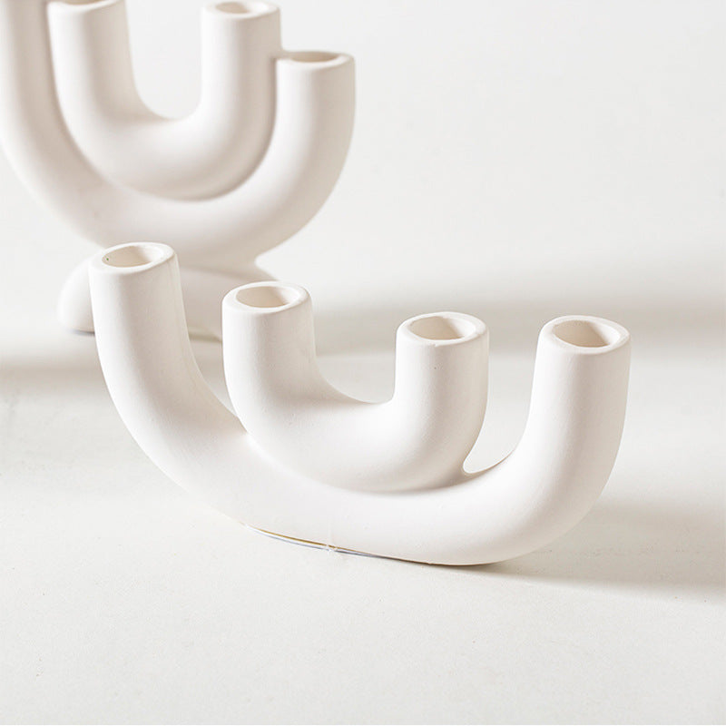 Portacandela in ceramica bianca