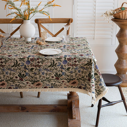Tovaglia fiori cotone-lino