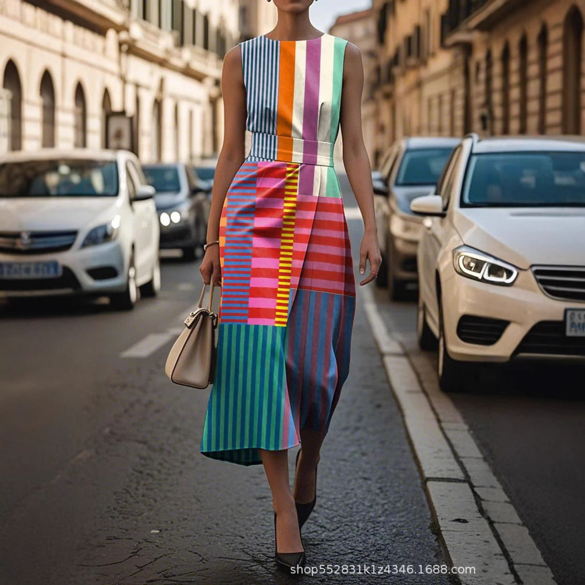 Vestito senza maniche stampa artistica