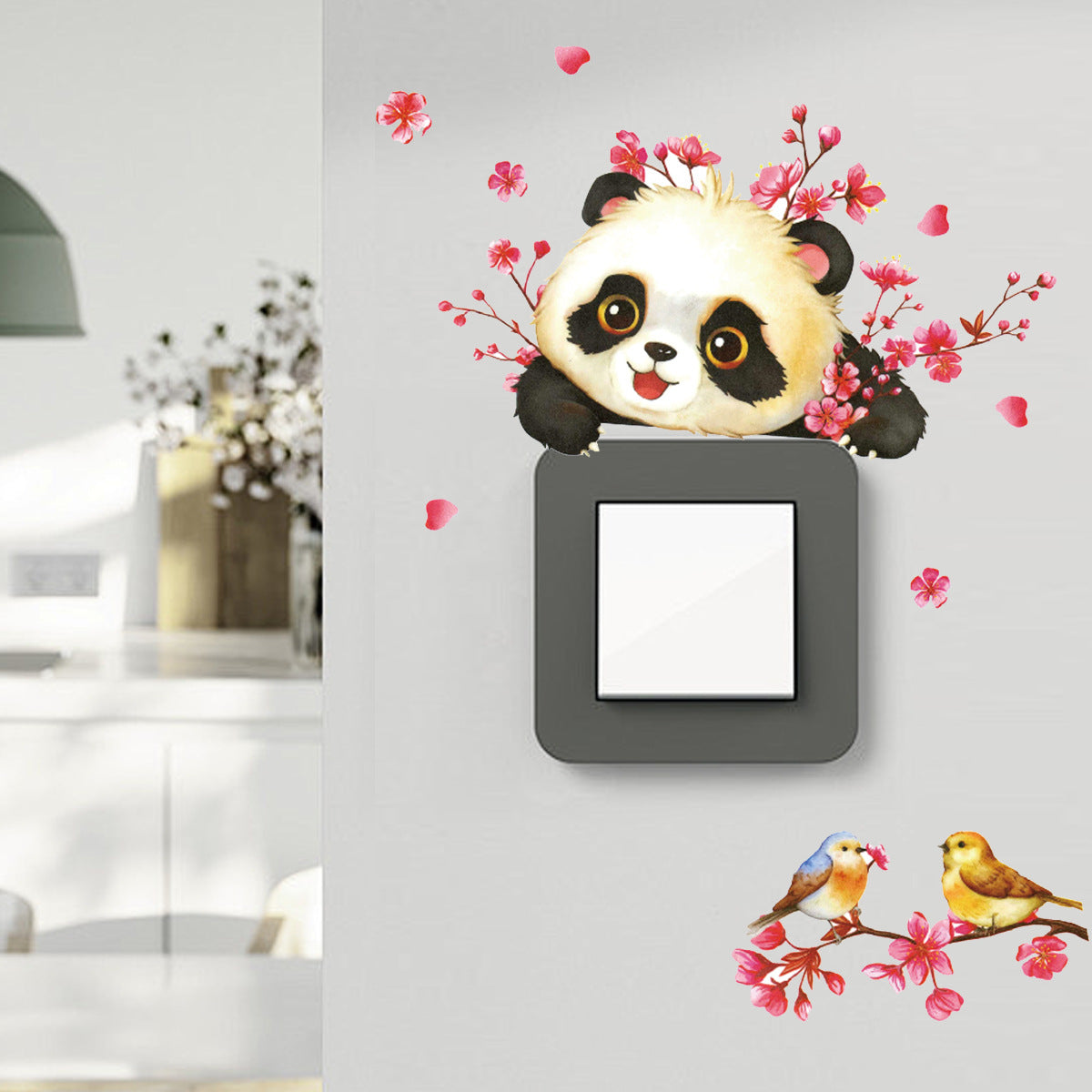 Adesivo panda e fiori